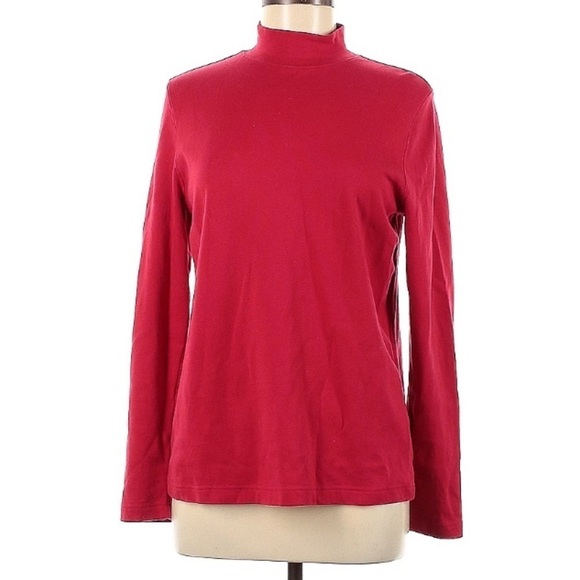 Croft & Barrow Stretch Red Solid Turtleneck long sleeve shirt medium women’s - Picture 1 of 6